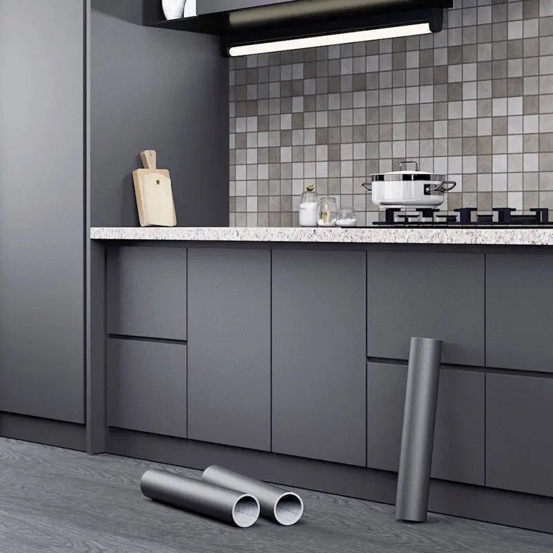 Papel de Contato Adesivo de Vinil Efeito Mármore Mup-0113-OutletMup-Cinza Mate Escuro-1m x 40cm-OutletMup